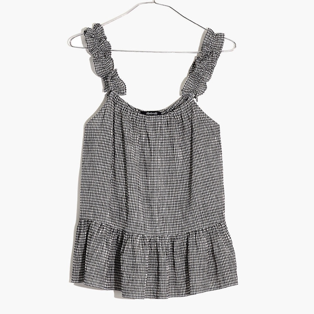 Madewell Ruffle-Strap Cami Top in Gingham